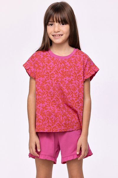Woody 2-8 Years Old Girl's Pajamas-Ypc - 922-Pink with Print