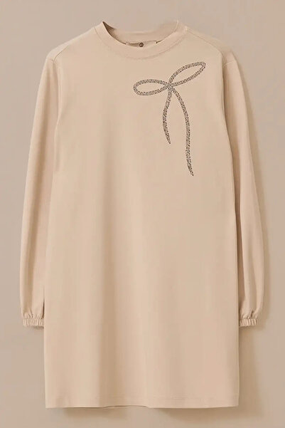 SEÇİL Kadın İşleme Detaylı Uzun Kollu Sweatshirt - Bej