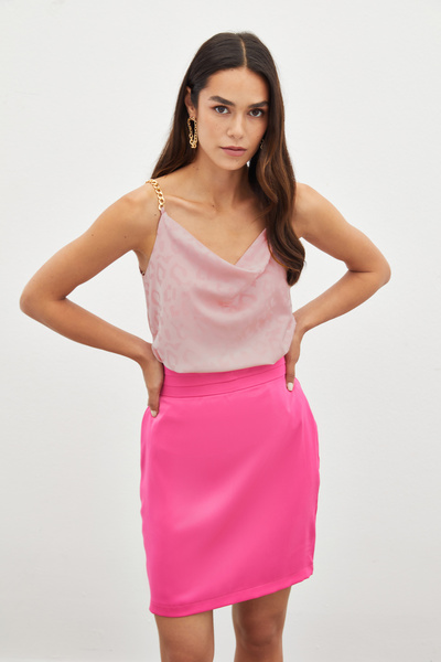 Sateen Σατέν Μπλούζα με λουράκι αλυσίδας - Ροζ