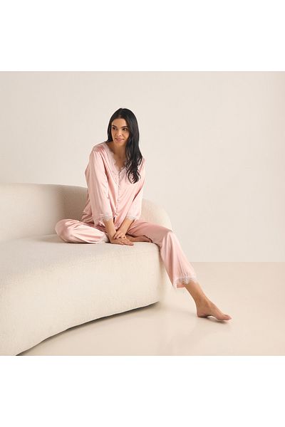 FAV Lace Detailed Shirt and Pyjama Set