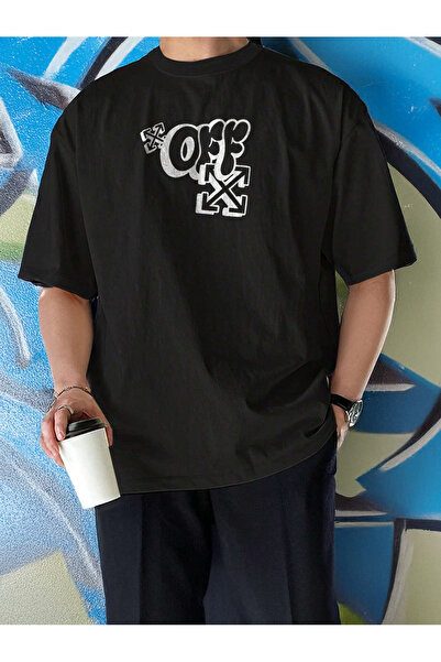 De Carte Tricou sezonier pentru bărbați, cu imprimeu graffiti, cu decolteu ro...