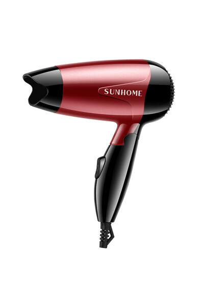 Sunhome مجفف شعر صغير قابل للطي للسفر بقوة 1200 واط، أحمر/أسود