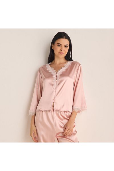 FAV Lace Detailed Shirt and Pyjama Set
