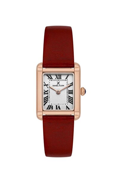 Daniel Klein Dk.1.13787-6 Leather Cord Rectangular Dial Water Resistant Red Women Wrist Watch