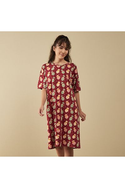 FAV Printed Sleepshirt with Round Neck and Short Sleeves