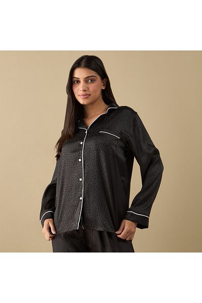 FAV All-Over Animal Print Long Sleeve Shirt and Elastciated Pyjama Set