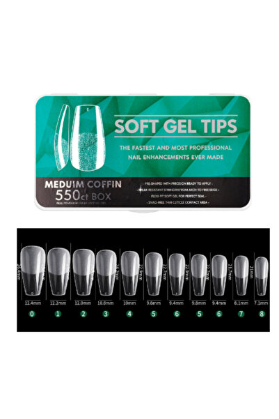 Beauty Box 550'li Medium Coffin Soft Gel Tips Profesyonel Nail Art Hızlı Tırn...