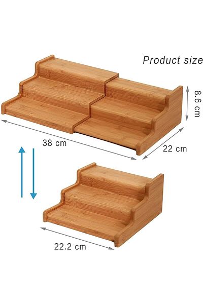 COOYA Bamboo Expandable Spice Rack Organizer 3 Tier Kitchen Organizer for Pantry Cabinet or Countertop Use