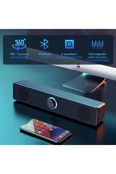 COOYA Computer Speaker with Bluetooth and Audio System,USB Powered Sound Bar Speakers With volume knob