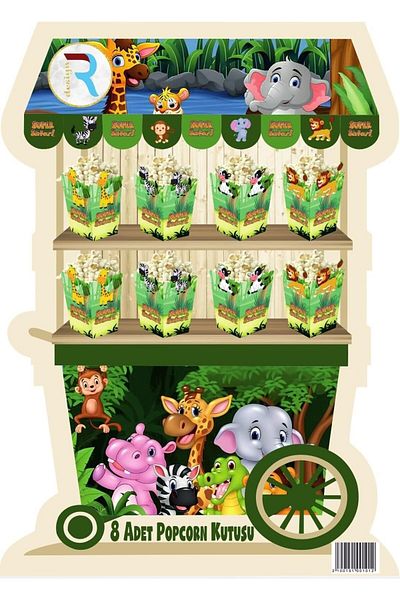 Cadde Süs Safari Themed Popcorn 8-Piece Corn Box