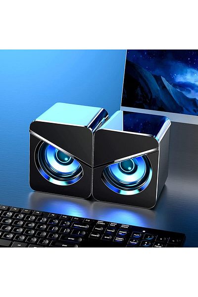 COOYA Computer Speakers, Wired USB Powered, Stereo Sound, Multimedia Volume, LED Light,  Subwoofer