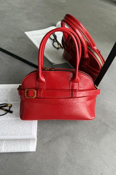 LEONAS Women's Marina Red Handbag - Zippered with Accessories