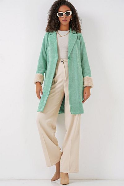 MODAVERA    9085 Herringbone Stitched Coat - E.Green