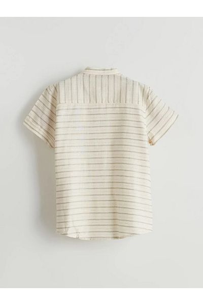 LC Waikiki Πουκάμισο LCW Kids Ecru ριγέ λινό μείγμα για αγόρια