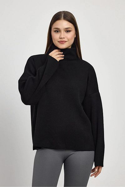 TENA Pulover de bază din tricotaje cu guler negru pentru femei