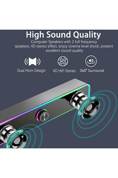 COOYA Computer Speakers for Desktop, Bluetooth 5.3,USB Powered Soundbar,HiFi Stereo,3.5mm Aux Input