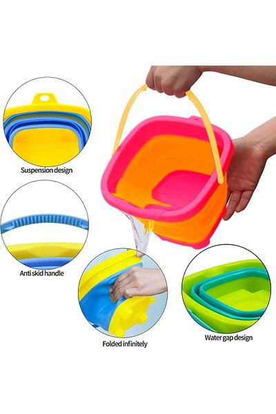 COOYA Beach Toys,Collapsible Sand Buckets 3-piece set 2L Summer Toys for Beach, Suitable for Beach games