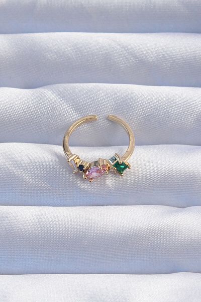 Skygo Brass Gold Zircon Cubic Zirconia Adjustable Ring - Tj-byk3237