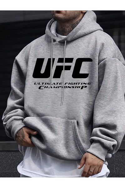 aynewmoda Ufc Printed Hooded Sweatshirt Hoodie