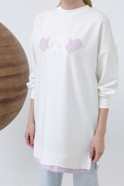 REMSA Heart Detail Sweat Tunic 10637 Ecru