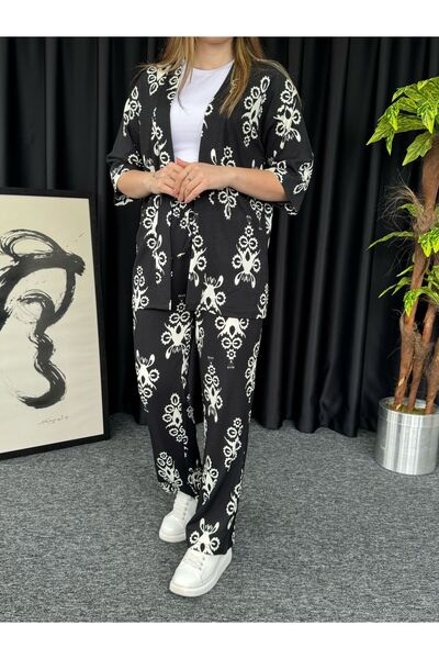 Altamira Set de top cu fundul înfășurat cu model de coroană neagră pentru femei