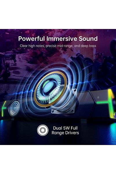 COOYA Computer Speakers, Dynamic RGB Bluetooth, USB Powered with Microphone, for PC Desktop Monitor
