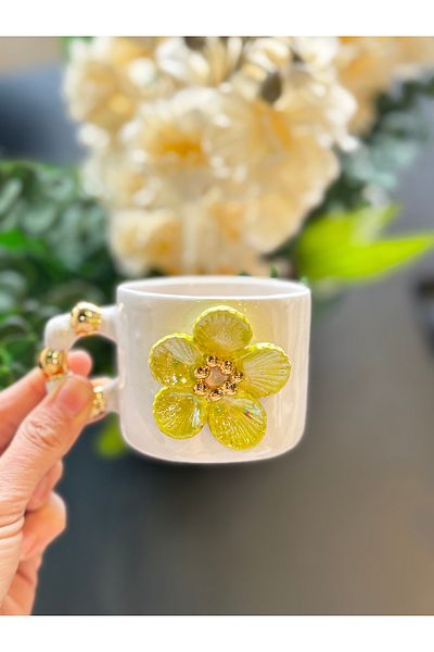 Pernotte Double Turkish Coffee Cup with Flower in Hand 20 4K Gold Plated