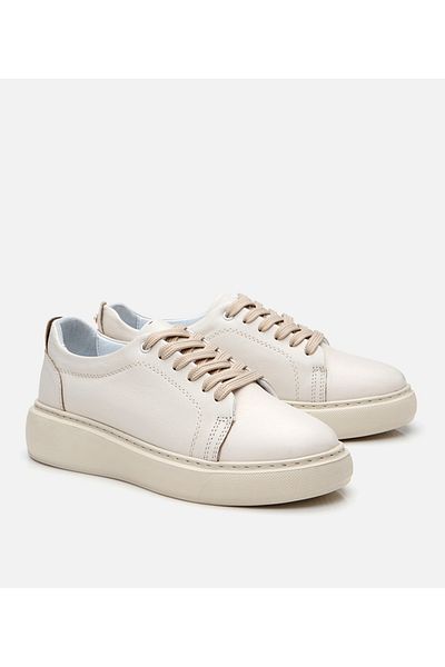Hotiç Women's Leather Beige Sneakers
