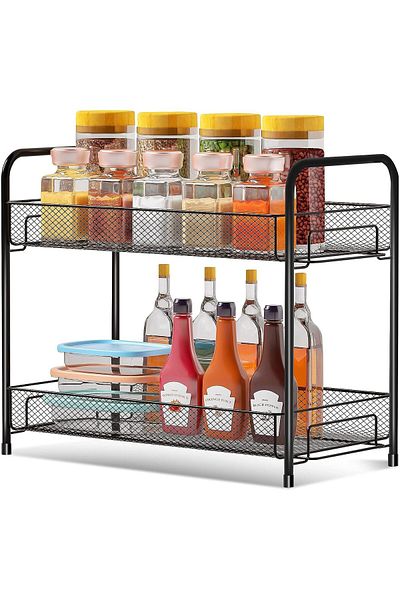 COOYA 2 Tier Spice Rack Organizer Counter Shelf Standing Holder Storage for Kitchen Cabinet Bathroom