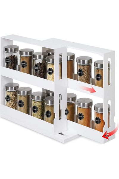 COOYA Spice Rack Organizer for Cabinet, Kitchen Organizer, 2 Decker Shelves
