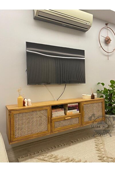 ŞafakMobilya Ahşap doğal hazeranlı çam masif tv ünitesi
