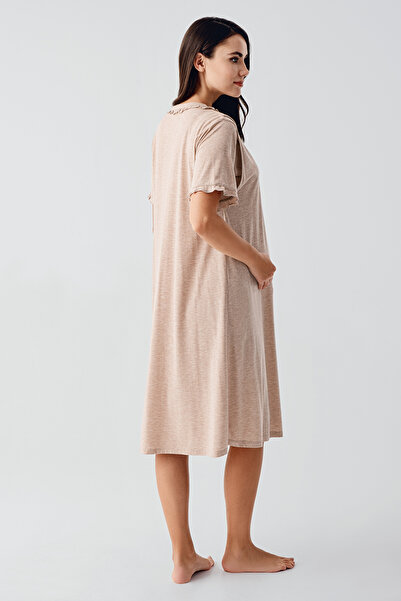 Artış Κοντό μανίκι με κουμπιά ελαστικό βαμβακερό νυχτικό εγκυμοσύνης