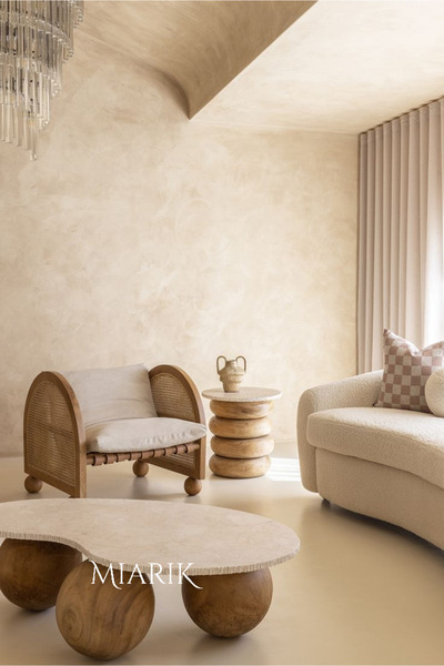 MIARIK DESIGN Armutlu-Mermer Plaka Ahşap Silindir Ayak