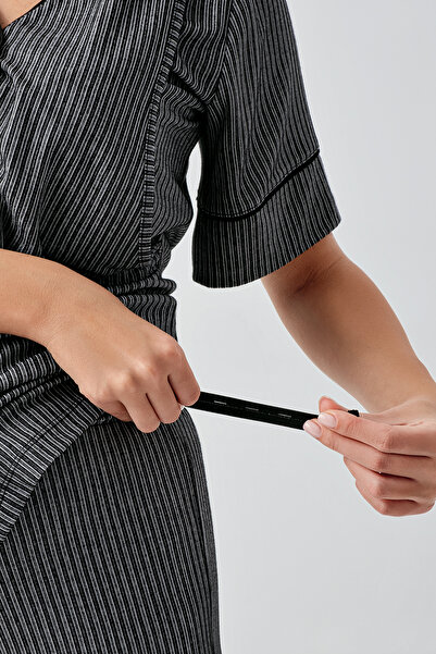 Artış Düğmeli Kısa Kollu Esnek Viskoz Hamile Pijama Takımı 14209