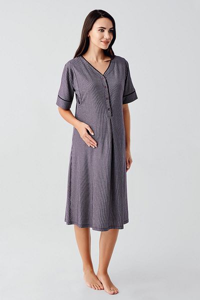 Artış Buttoned Short Short Sleeve Stretchy Viscous Maternity Nightgown 14128