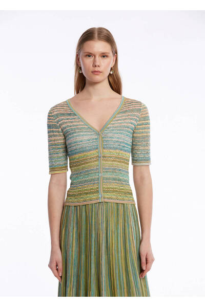 Knitss Yeşil Renk Geçişli Triko Hırka