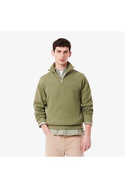 Lacoste Erkek Classic Fit Yarım Fermuarlı Haki Sweatshirt