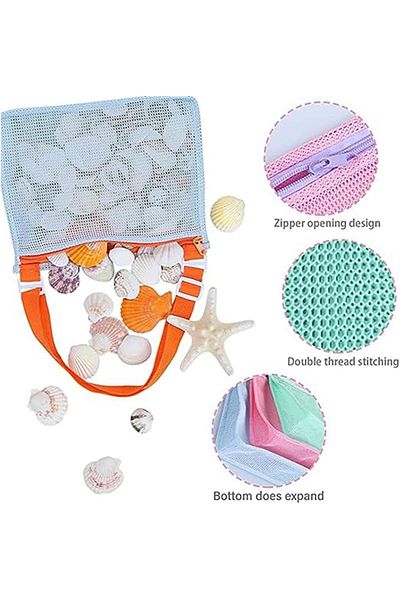 COOYA Toy Mesh Bag, Kids Shell Collecting Bag,adjustable shoulder straps，Suitable for beach games