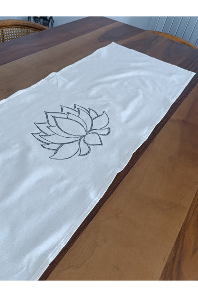 Menar Tasarım Lotus Flower Embroidered Runner 110*40 cm Design Runner