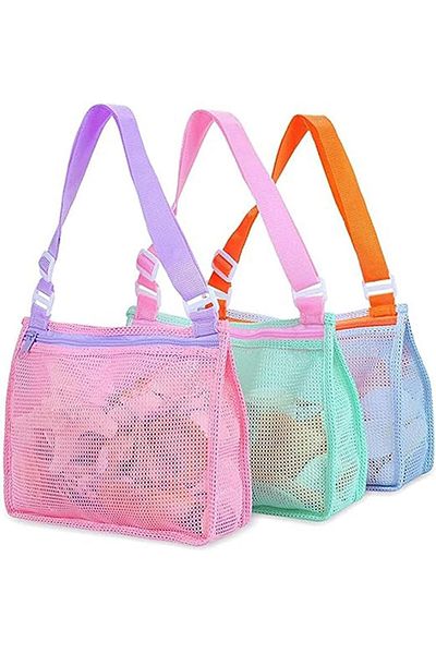 COOYA Toy Mesh Bag, Kids Shell Collecting Bag,adjustable shoulder straps，Suitable for beach games