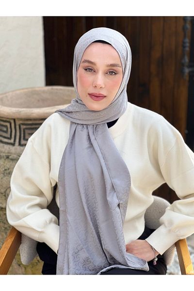 Modakaşmir Şal cu model de tricotat din seria Jacquard mătăsos
