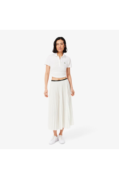 Lacoste Kadın Pileli Beyaz Etek