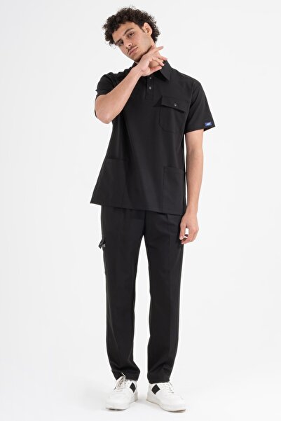 Uçak Medikal SİYAH MILAN PREMIUM SCRUBS TAKIM