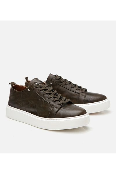 Hotiç Men's Leather Khaki Light Sole Sports Shoes