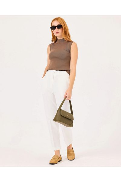 SEÇİL Transparent Detailed Stand Collar Knitwear Blouse