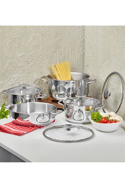 Taç 8 Piece Bengü Pro Steel Cookware Set Metal Handle