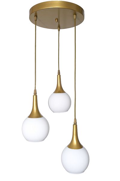 Fer Avize Fred Modern Decorative Antique Color Glass Pendant Lamp Living Room - Kitchen - Bedroom 3-Piece Chandelier