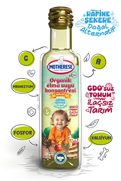 Motherese Organik Elma Suyu Konsantresi 675gr - Organik Bebek Elma Suyu Konsantresi 675gr