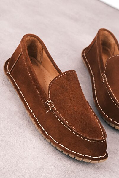 Lal Shoes & Bags Women's Genuine Leather Casual Shoes with Stitching Detail-S.Brown