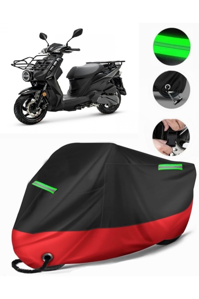 MotoEN قماش القنب الفاخر المتوافق مع Sym Xpro II 125 (متوافق مع القفل) أسود-أحمر